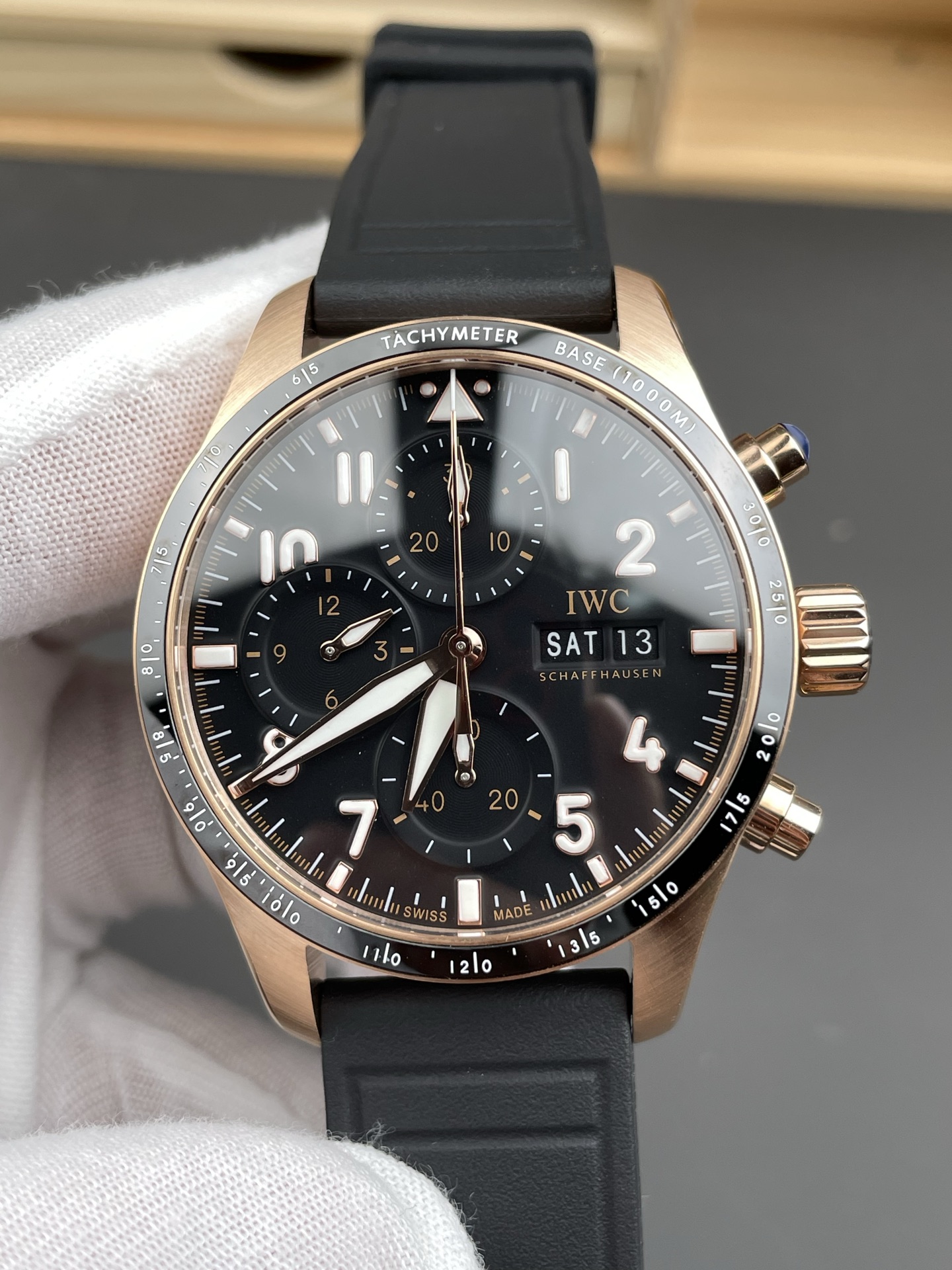 IWC Pilot’s IW388306 Super Clone Chronograph 41 Mercedes-AMG Pertonas F1 Rose Gold Watch - view 2