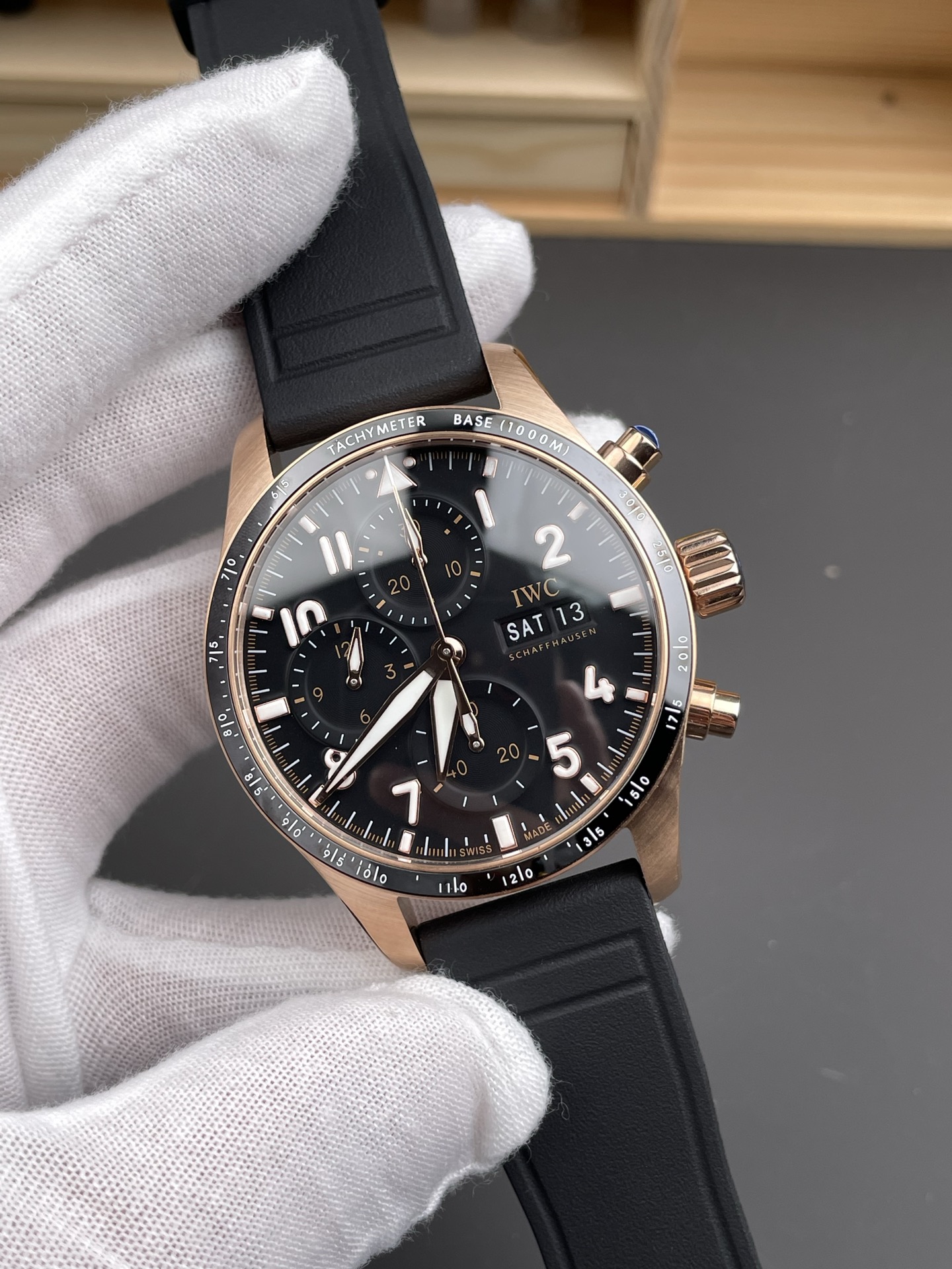 IWC Pilot’s IW388306 Super Clone Chronograph 41 Mercedes-AMG Pertonas F1 Rose Gold Watch - view 3