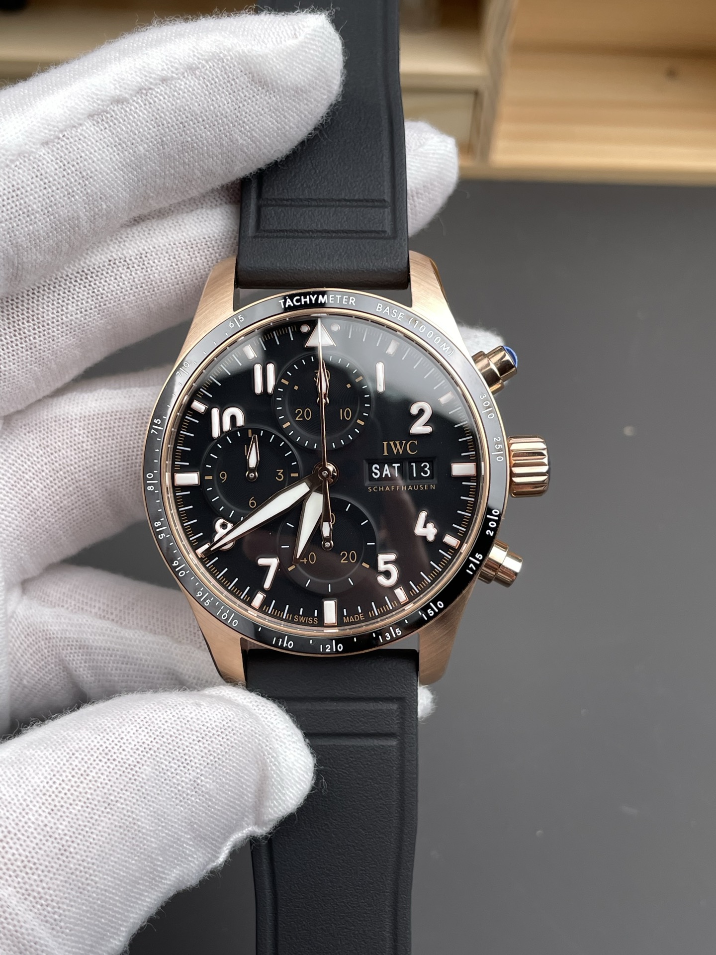 IWC Pilot’s IW388306 Super Clone Chronograph 41 Mercedes-AMG Pertonas F1 Rose Gold Watch - view 4