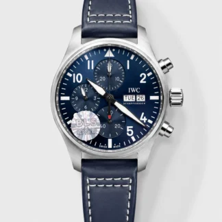 IWC Super Clone Pilot Chronograph Edition Blue Dial Leather Swiss Watch - view 1