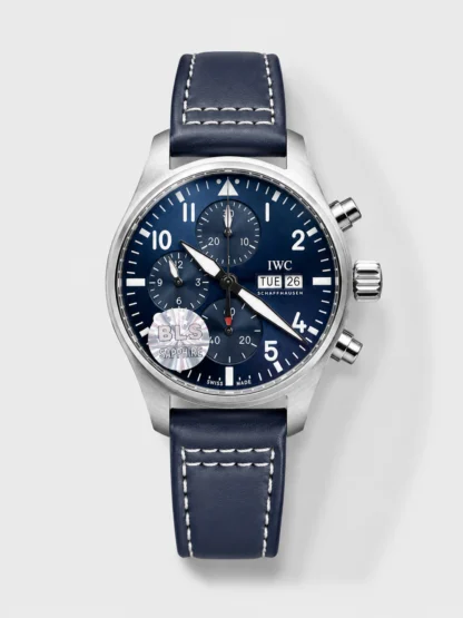 IWC Super Clone Pilot Chronograph Edition Blue Dial Leather Swiss Watch - view 1