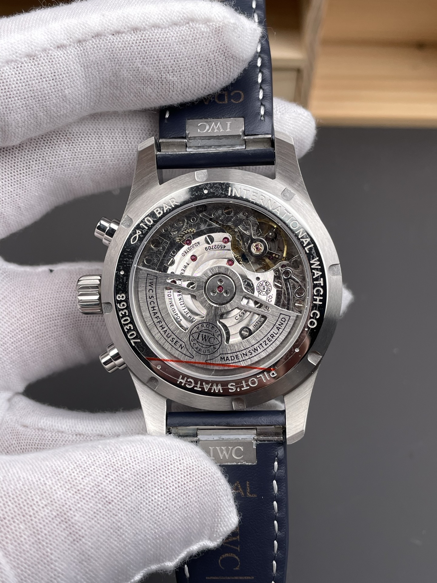 IWC Super Clone Pilot Chronograph Edition Blue Dial Leather Swiss Watch - view 5