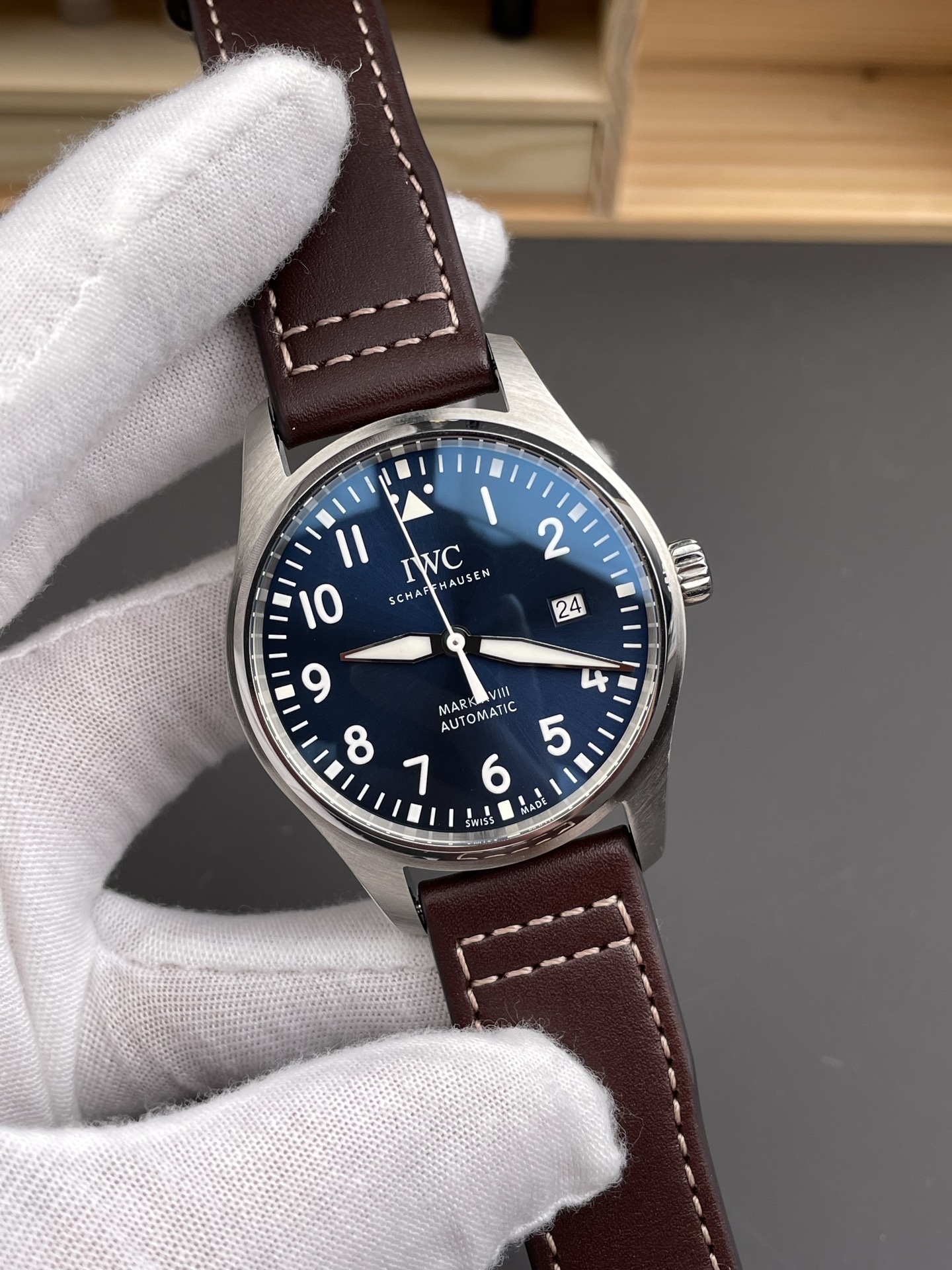 IWC Pilot’s MARK XVIII IW327010 Steel Blue Dial Le Petit Prince 904L Steel 1:1 Mirror Super Clone - view 4
