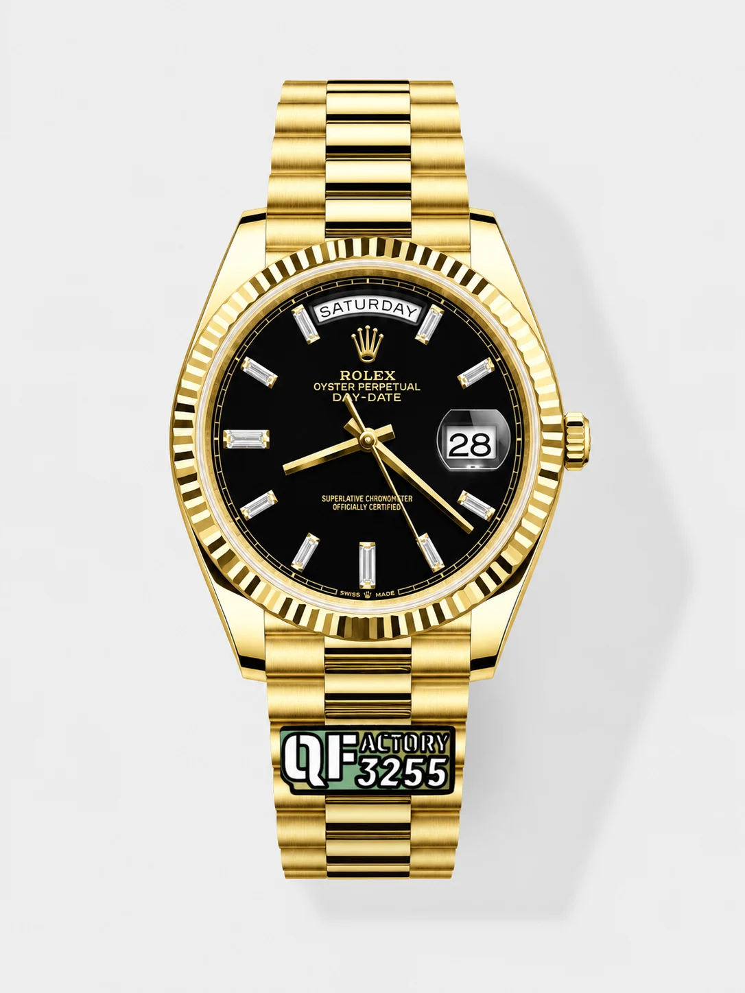 Rolex Day Date Presidential 18K Yellow Gold Watch 40MM - Black Dial 1:1 Mirror Quality(189g) - Super Clone Watch - view 1