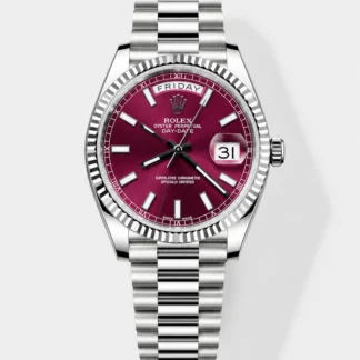 Rolex Day Date Presidential 904L Steel 36MM - Maroon Dial 1:1 Mirror Quality Watch - Super Clone Watch - view 1