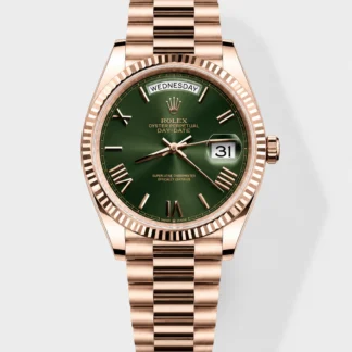 Rolex Day-Date 40mm Green Roman Dial Gold Finish Super Clone Watch