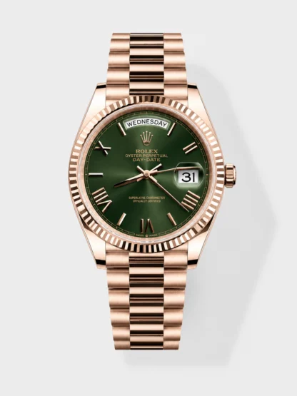 Rolex Day Date Watch in Green Dial with Roman Hour Numerals Cal.3255 Movement - 904L Steel - Super Clone Watch - view 1