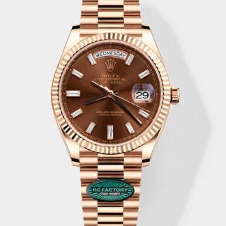 Rolex Day Date 40MM 1:1 Rose Gold in Brown Dial 1:1 Mirror Super Clone Watch(212 g) - view 1
