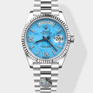 Rolex Day-Date 36mm - White Gold Model with Turquoise Dial and Diamond Markers - Top-Tier 1:1 Super Clone - view 1