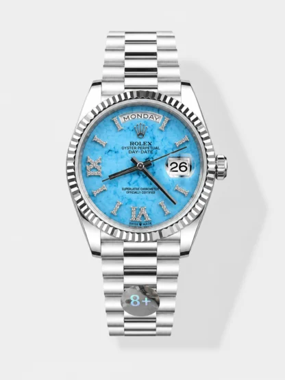 Rolex Day-Date 36mm - White Gold Model with Turquoise Dial and Diamond Markers - Top-Tier 1:1 Super Clone - view 1