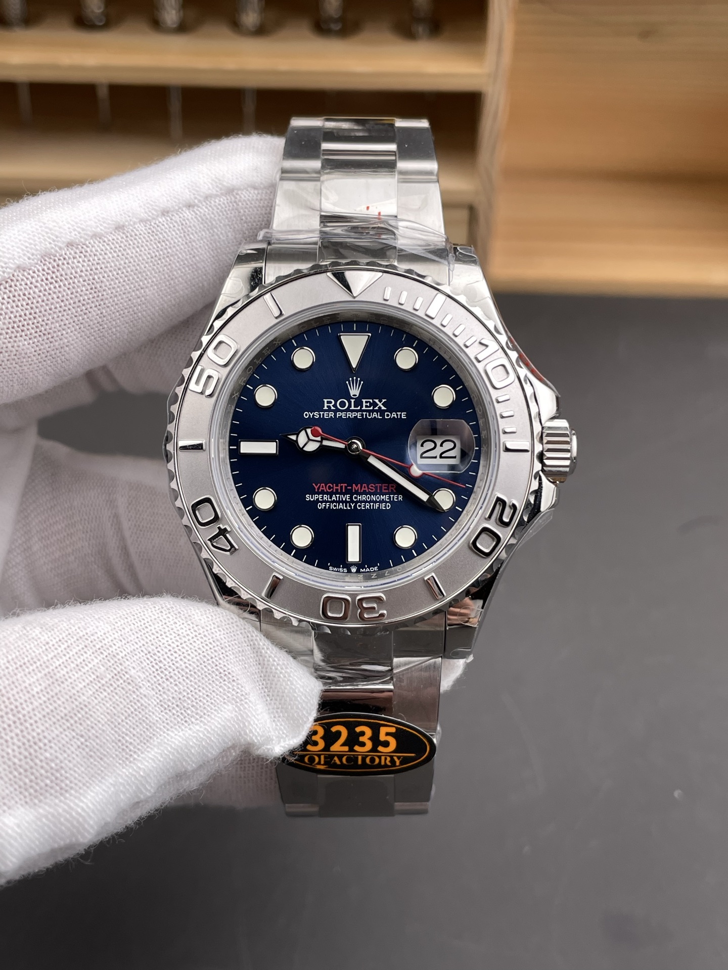 Rolex Yachtmaster 40mm Blue Dial - 1:1 Swiss Super Clone Watch in 904L Steel Casing - view 2
