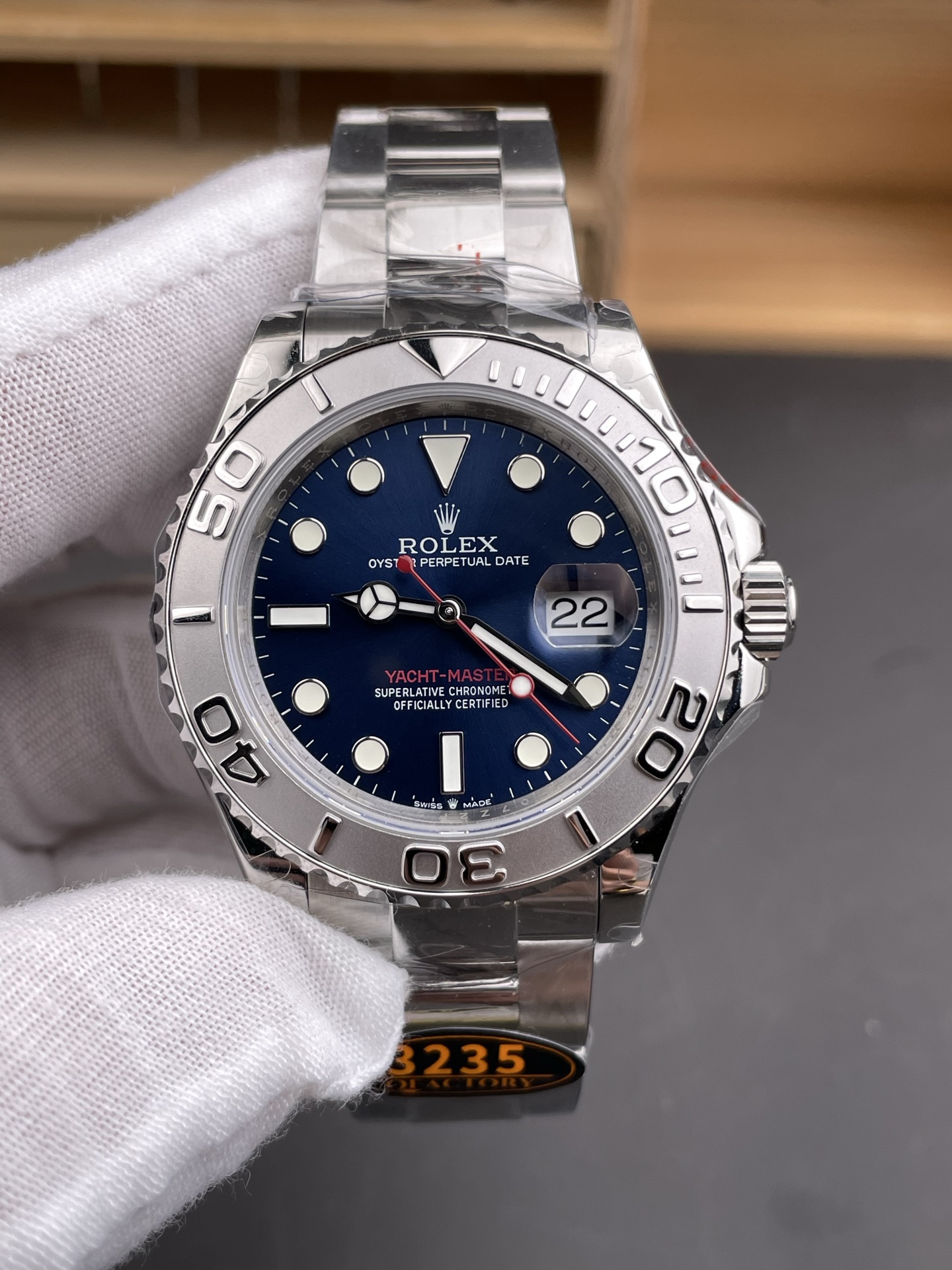 Rolex Yachtmaster 40mm Blue Dial - 1:1 Swiss Super Clone Watch in 904L Steel Casing - view 3