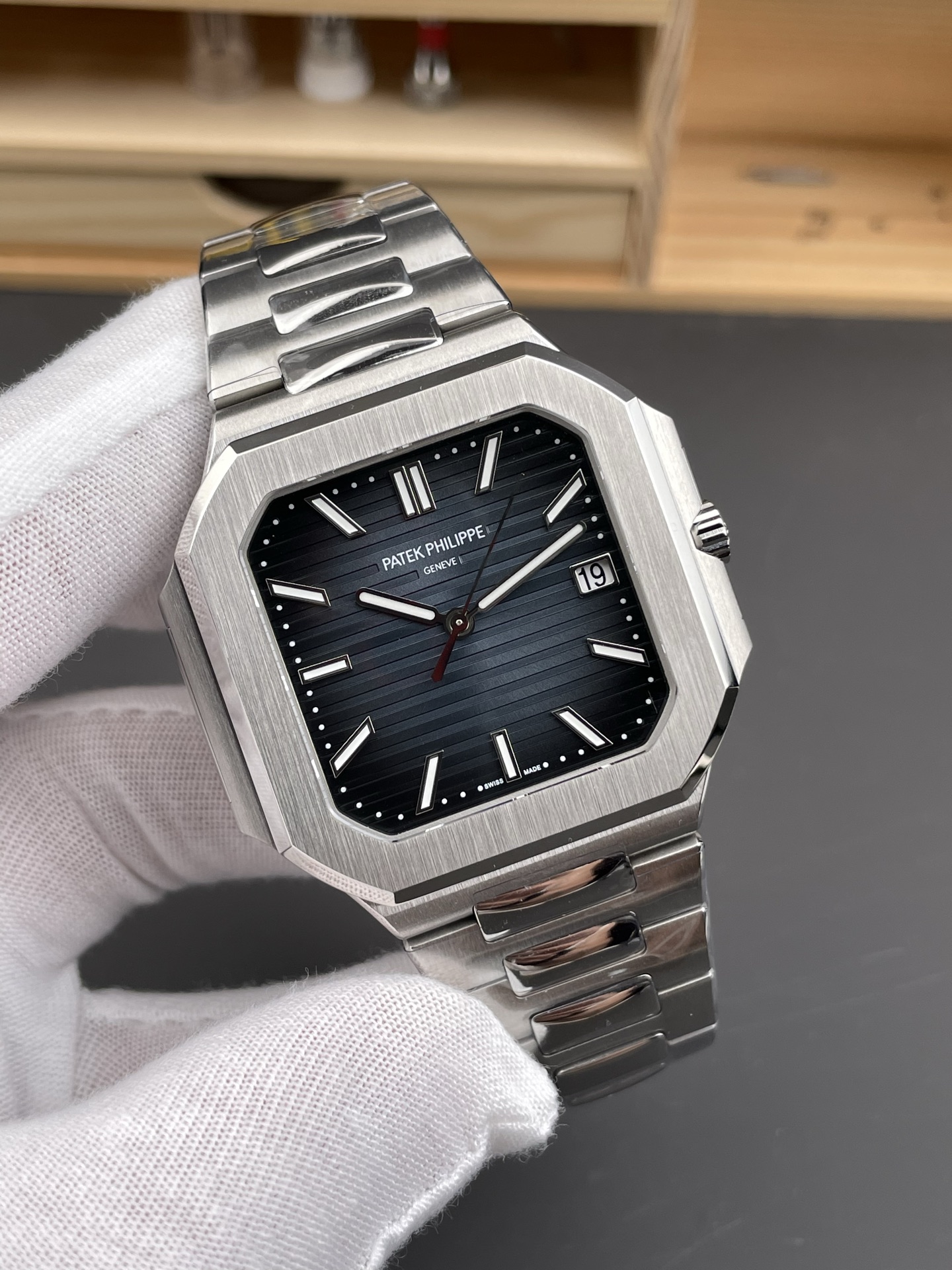 Patek Philippe Cubitus 5821 904L Steel Casing Blue Dial Swiss Super Clone Watch - view 4