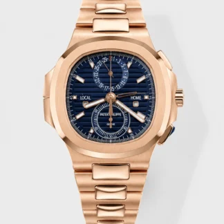 Patek Philippe Nautilus 5990R Rose Gold on 904L Steel Case in Blue Dial - 1:1 Mirror Super Clone - view 1