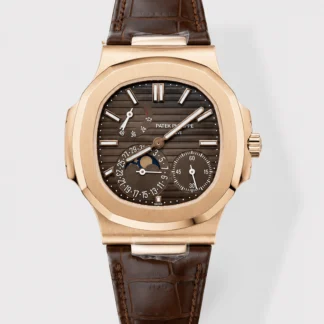 Patek Philippe Nautilus 5712/R 1:1 Quality Swiss Super Clone Watch in Brown Dial Leather Strap - view 1