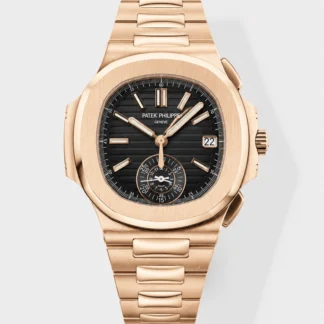 Patek Philippe Nautilus 5980/R Rose Gold 904L Steel Case in Black Dial - 1:1 Mirror Super Clone - view 1