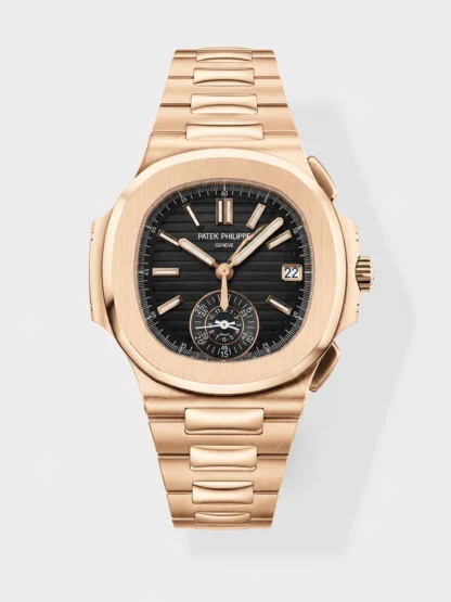 Patek Philippe Nautilus 5980/R Rose Gold 904L Steel Case in Black Dial - 1:1 Mirror Super Clone - view 1