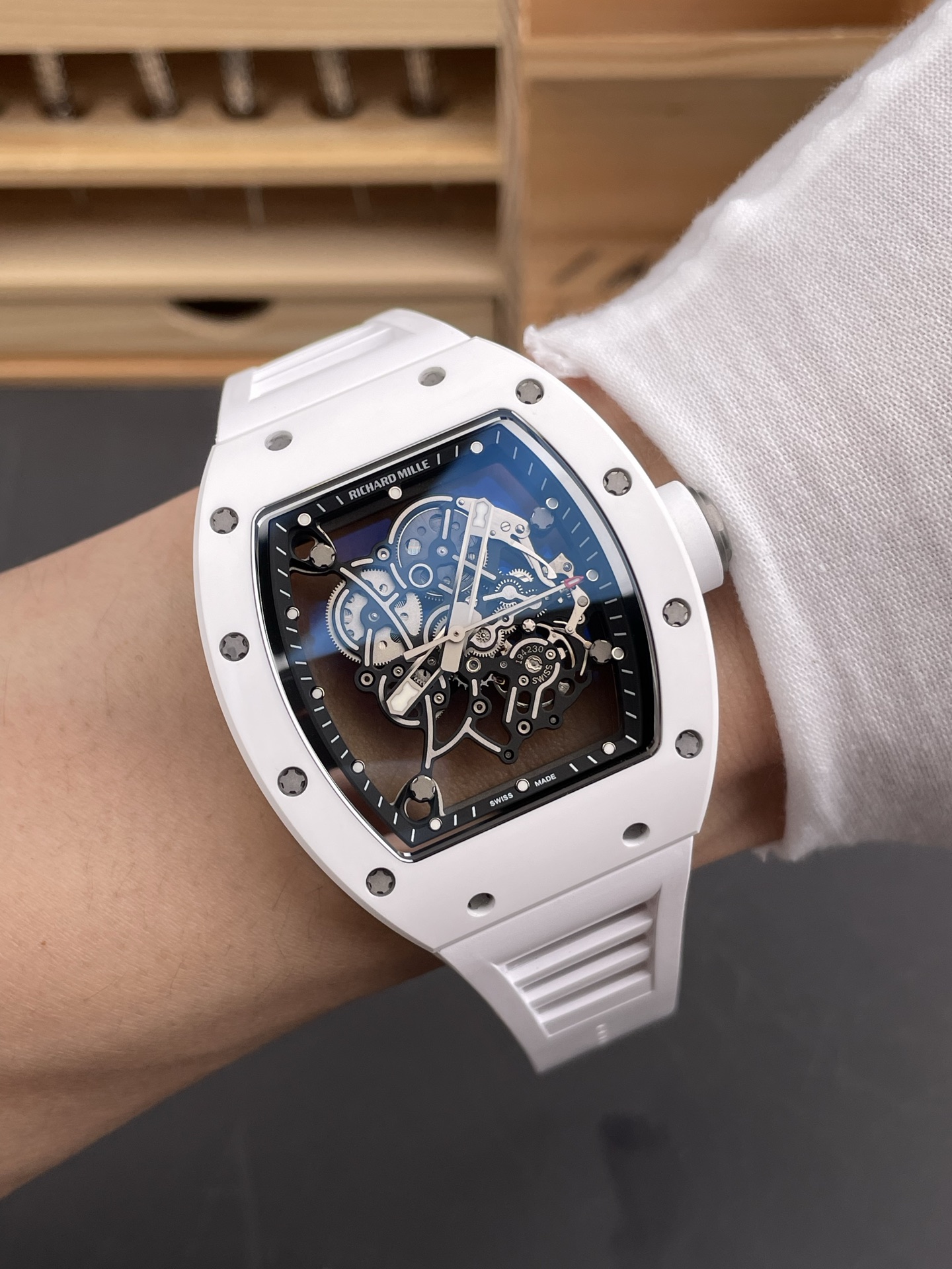 Richard Mille RM055 White Ceramic Real Vaucher Movement Super Clone Watch - view 10