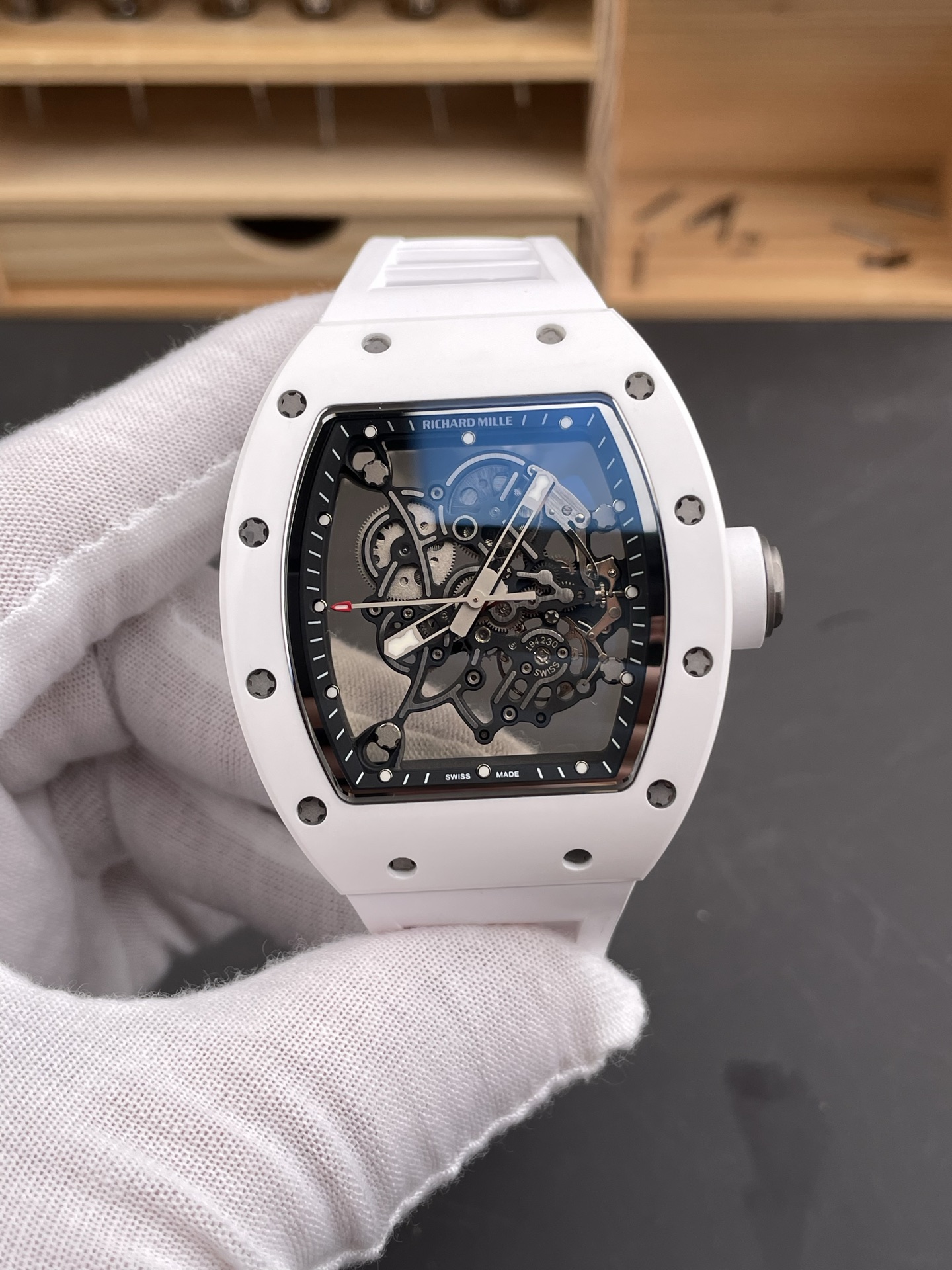 Richard Mille RM055 White Ceramic Real Vaucher Movement Super Clone Watch - view 3
