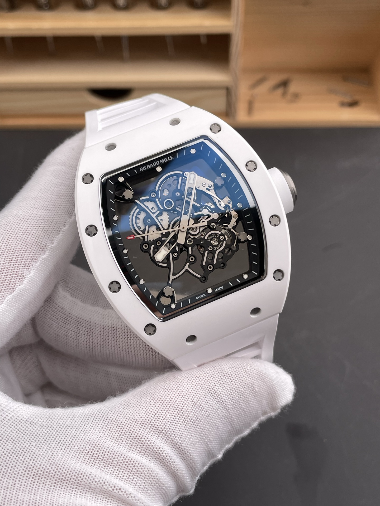 Richard Mille RM055 White Ceramic Real Vaucher Movement Super Clone Watch - view 4