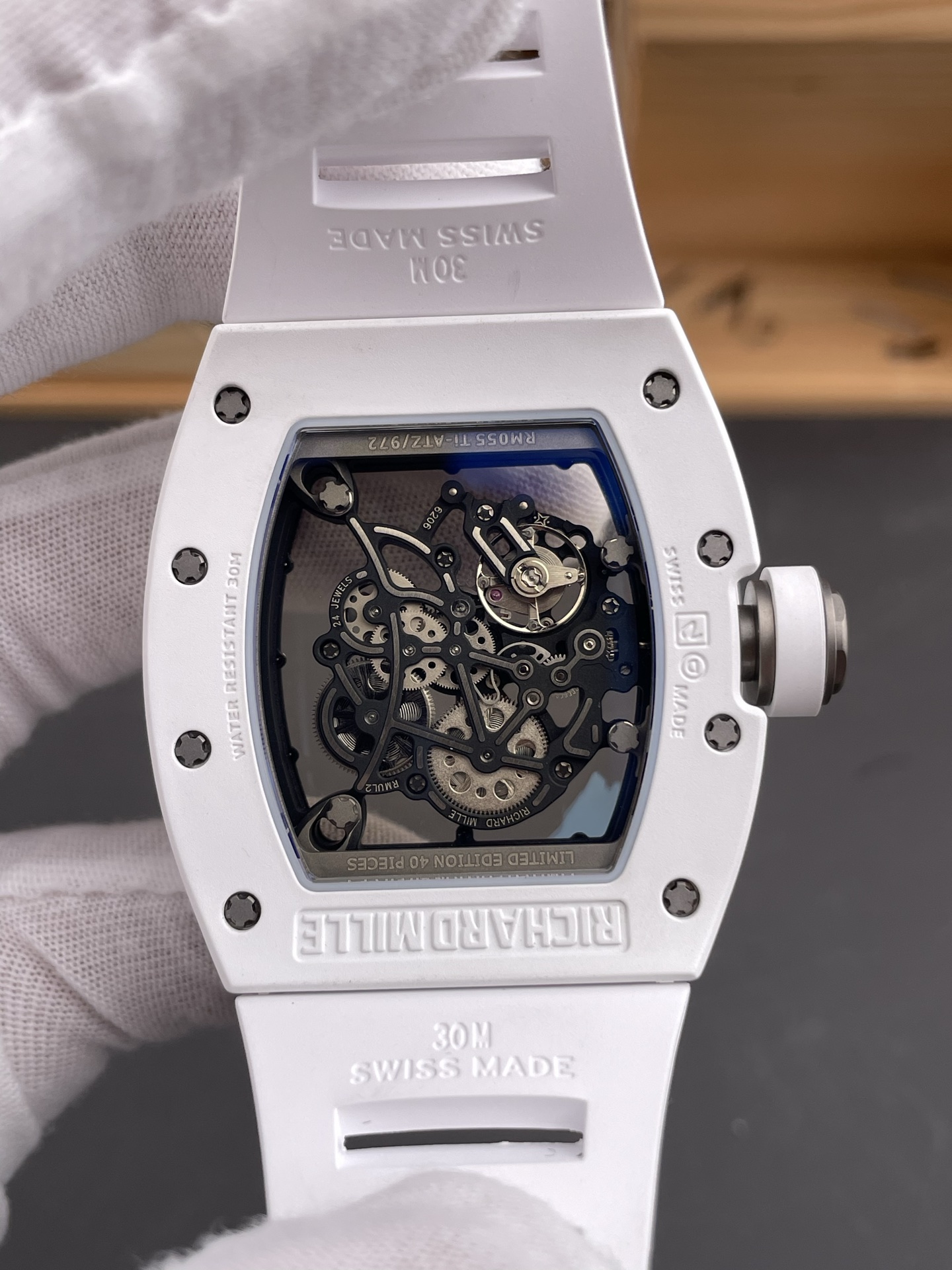 Richard Mille RM055 White Ceramic Real Vaucher Movement Super Clone Watch - view 5
