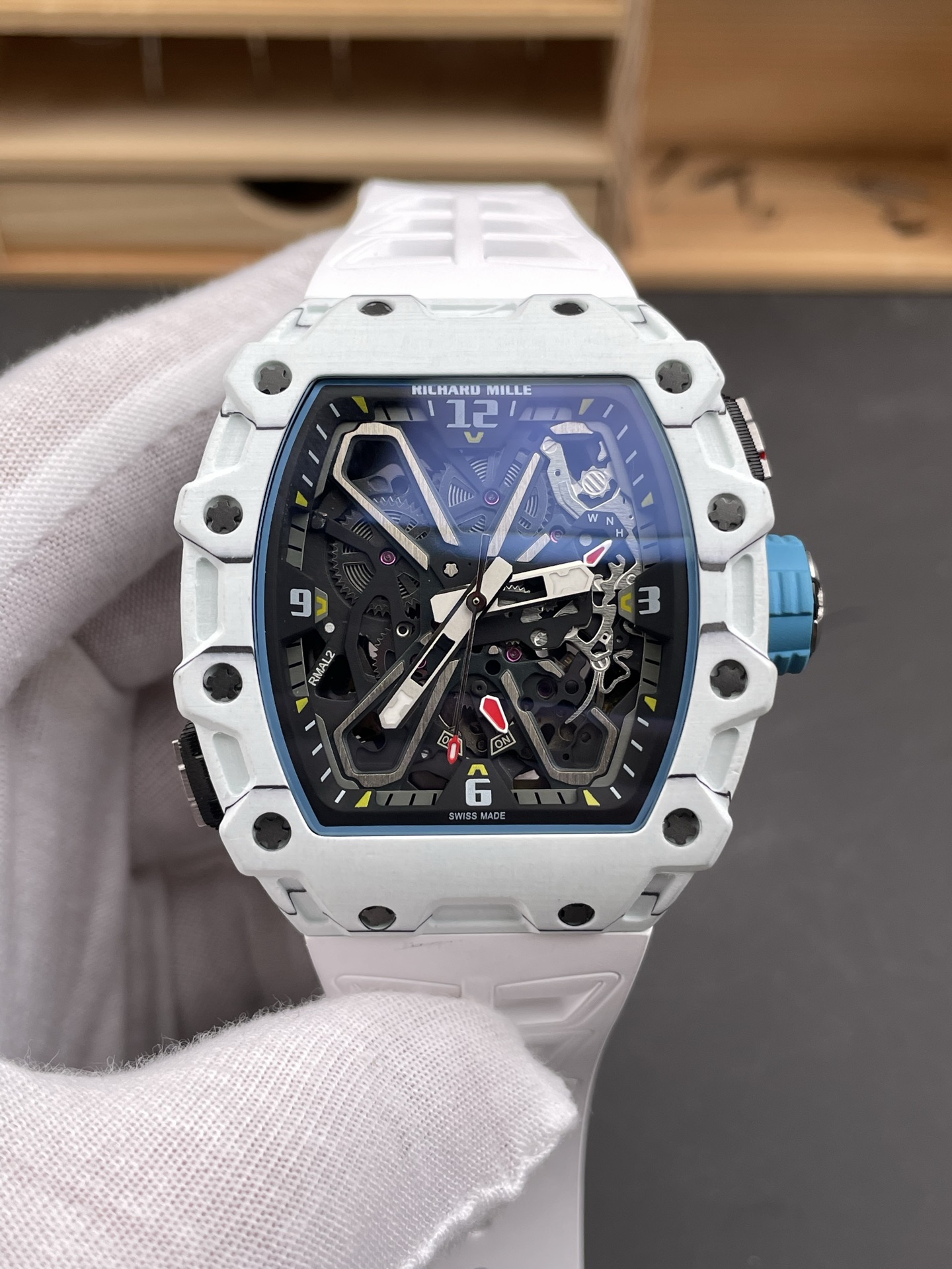 Richard Mille RM35-03 Rafael Nadal Edition White Carbon Fiber Casing 1:1 Mirror Super Clone Watch in White Strap - view 2