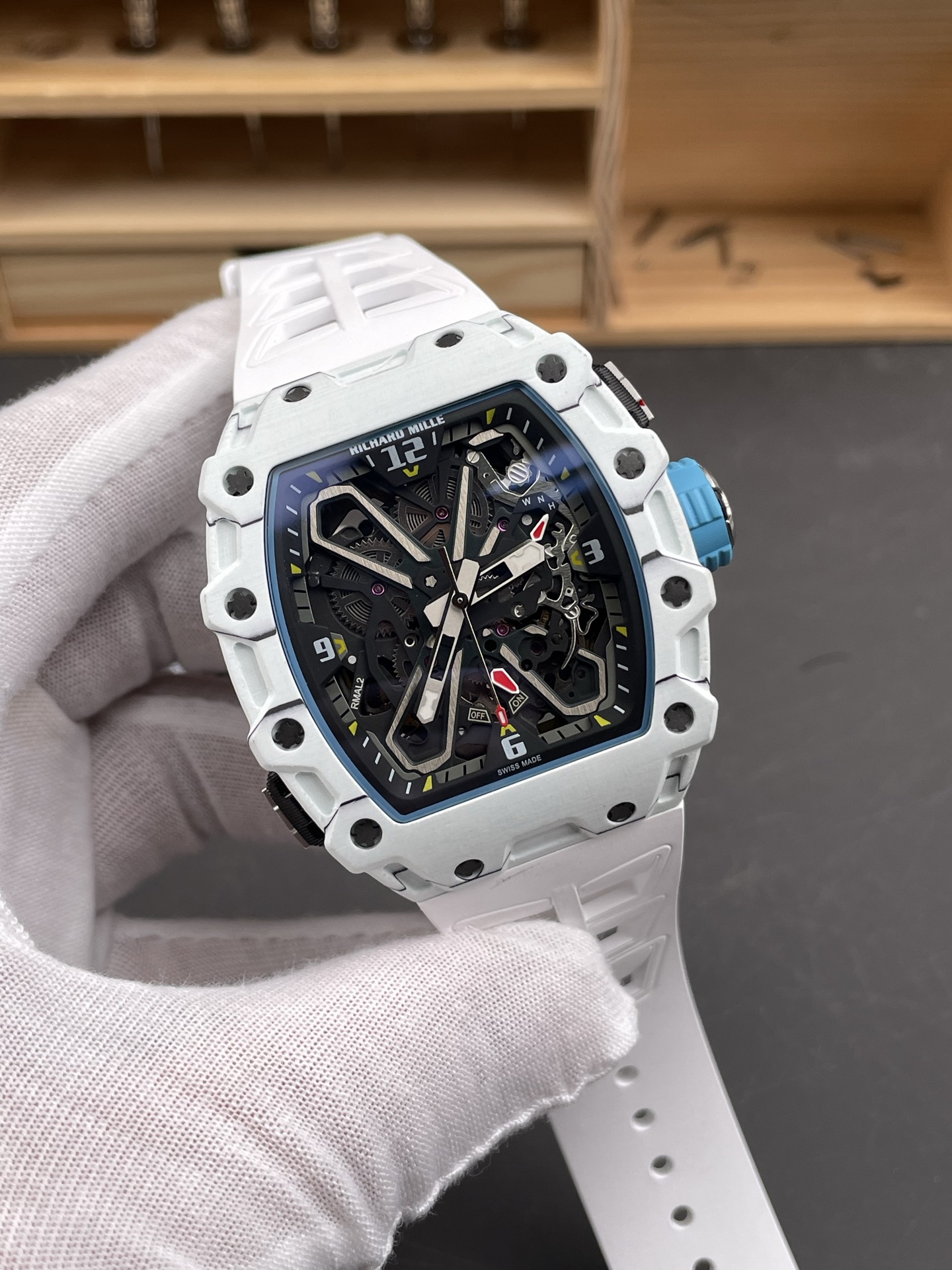 Richard Mille RM35-03 Rafael Nadal Edition White Carbon Fiber Casing 1:1 Mirror Super Clone Watch in White Strap - view 4