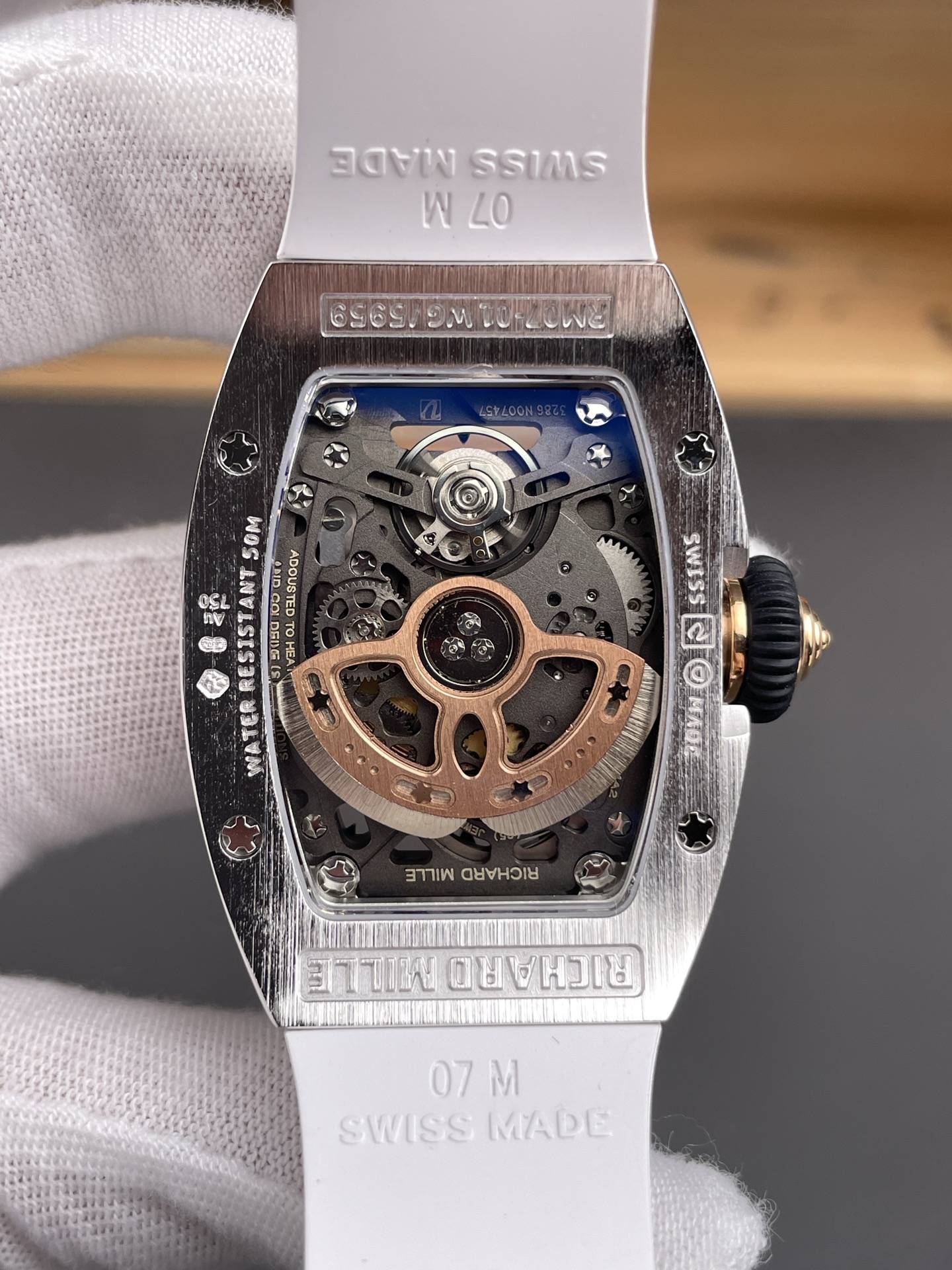 Richard Mille RM007 Diamonds Paved Black Dial 904L Steel Superclone Swiss Watch - Super Clone Watch - view 5