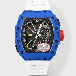 Richard Mille RM35-03 Blue Carbon Style White Strap Super Clone Watch