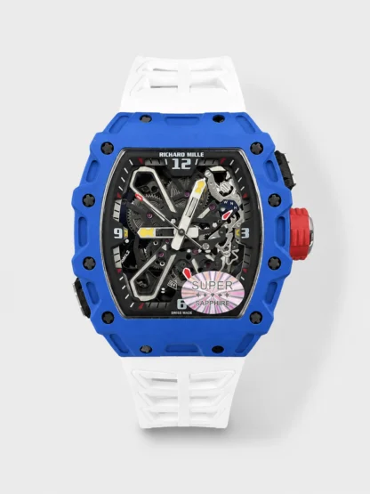 Richard Mille RM35-03 Blue Carbon Style White Strap Super Clone Watch