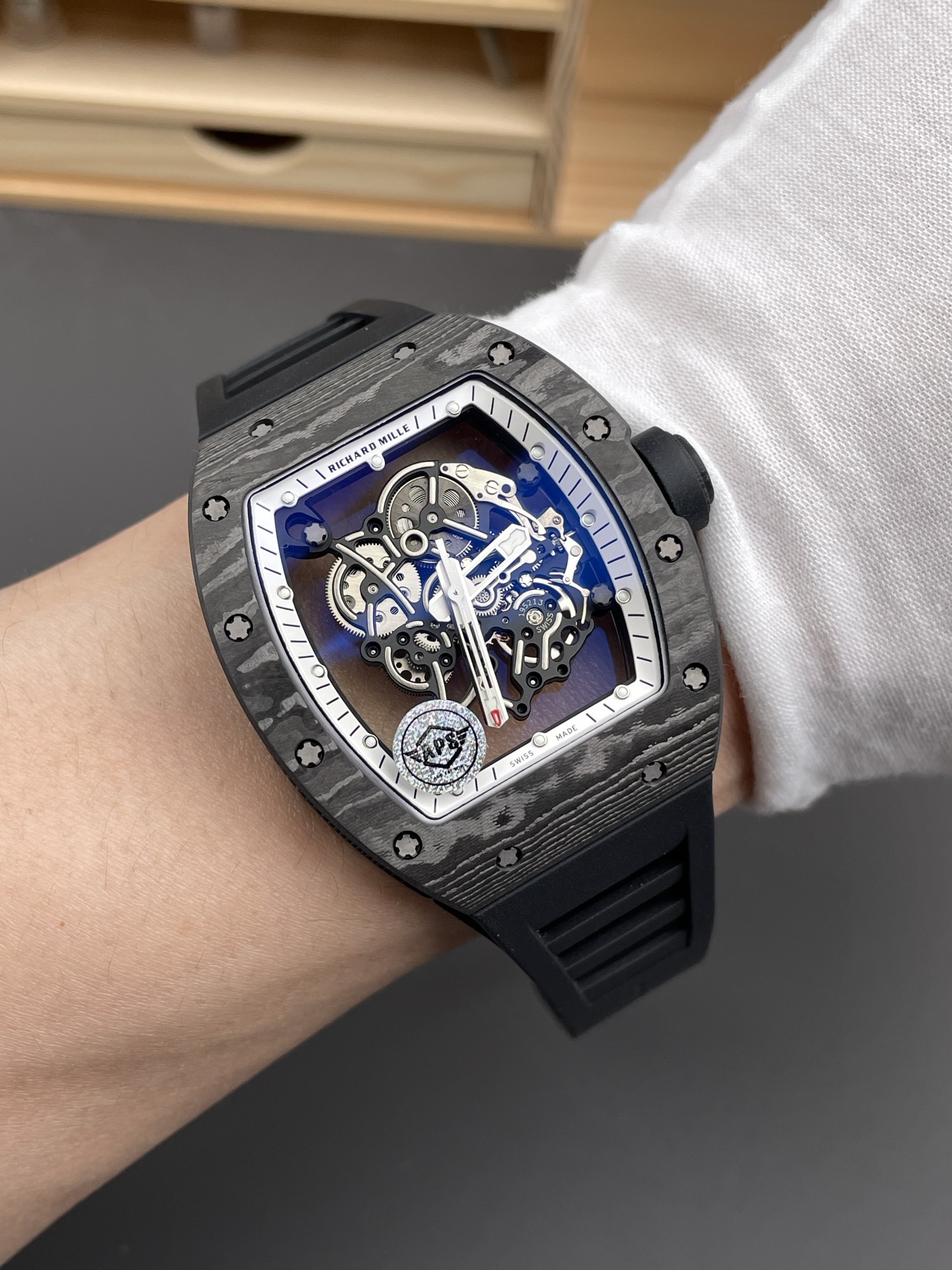 Richard Mille RM055 Black Carbon Casing Black Rubber 1:1 Superclone Genuine Tourbillon Watch - Super Clone Watch - view 10