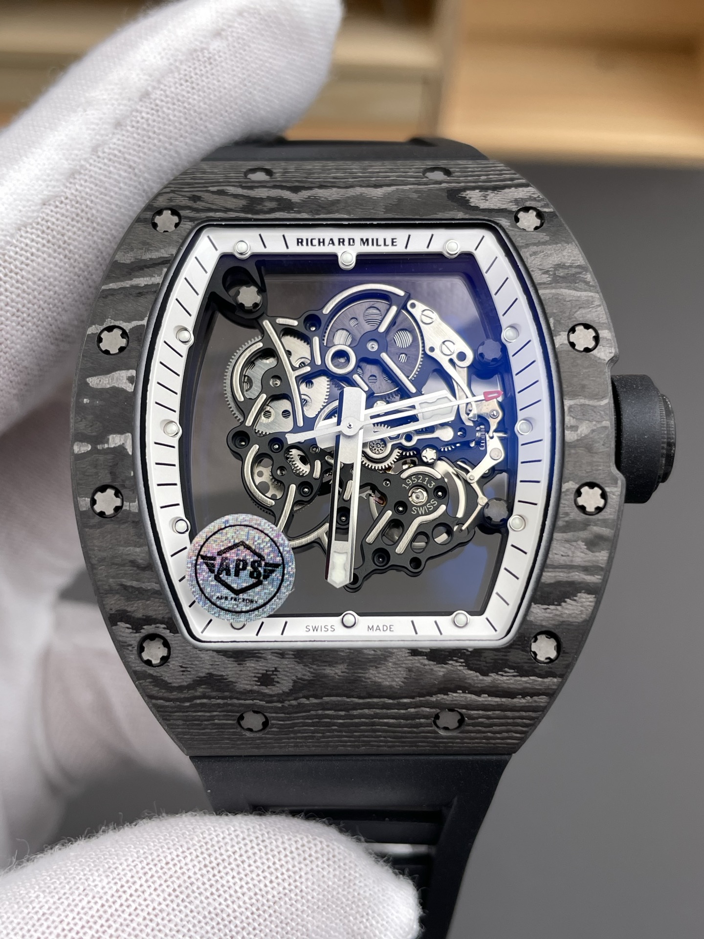 Richard Mille RM055 Black Carbon Casing Black Rubber 1:1 Superclone Genuine Tourbillon Watch - Super Clone Watch - view 2