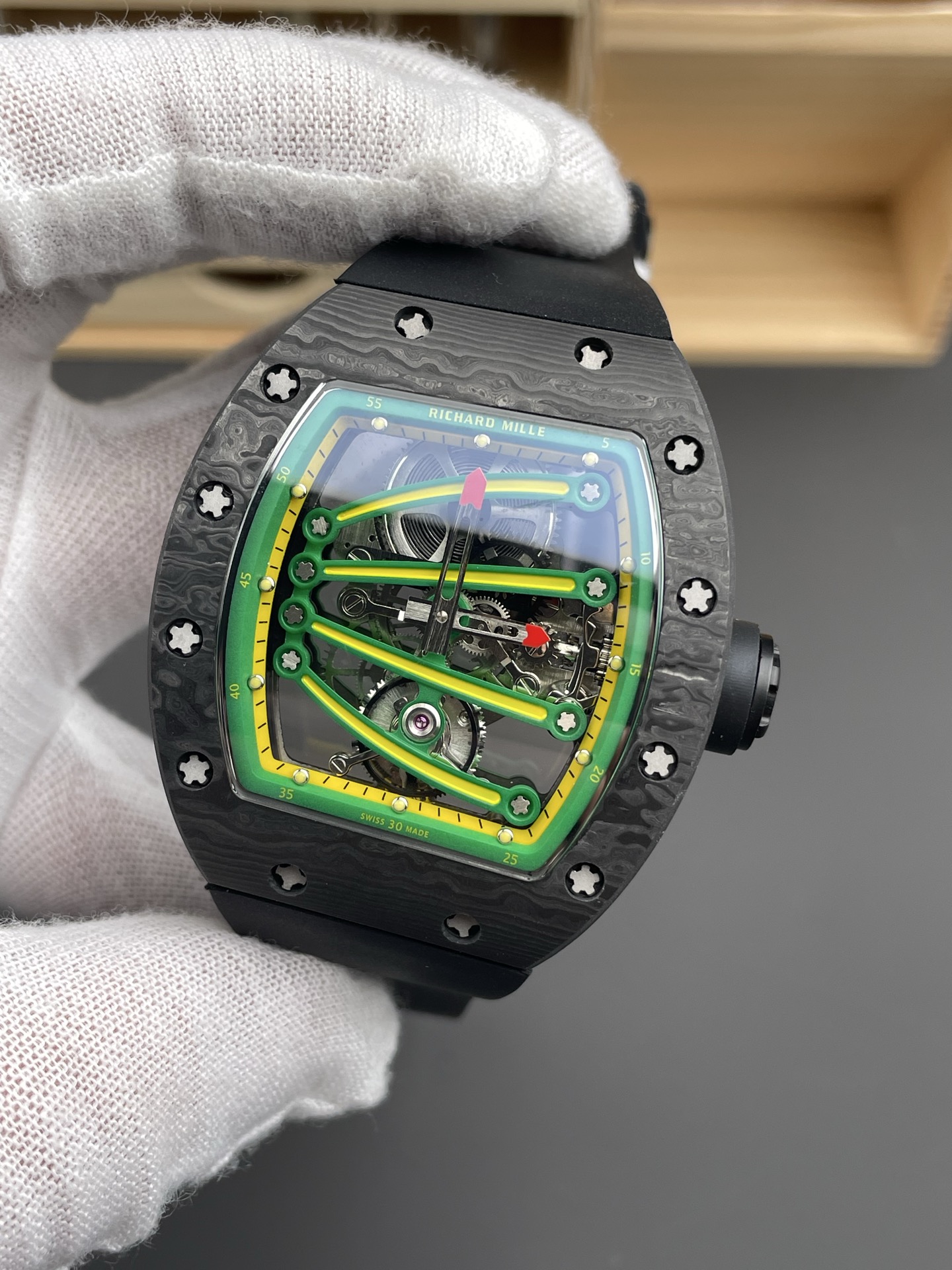 Richard Mille Super Clone RM59-01 Carbon NTPT Case Green Dial Swiss Watch - view 3