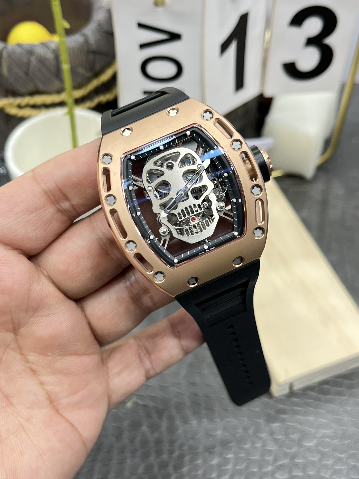 Richard Mille RM052 Skull Genuine Tourbillon Edition Watch in Rose Gold Casing - Super Clone Watch - view 4