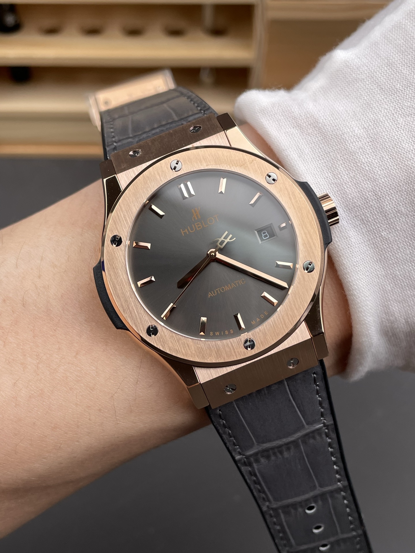 Hublot Super Clone Classic Fusion Titanium Rose Gold Grey Dial 42MM Watch - view 10