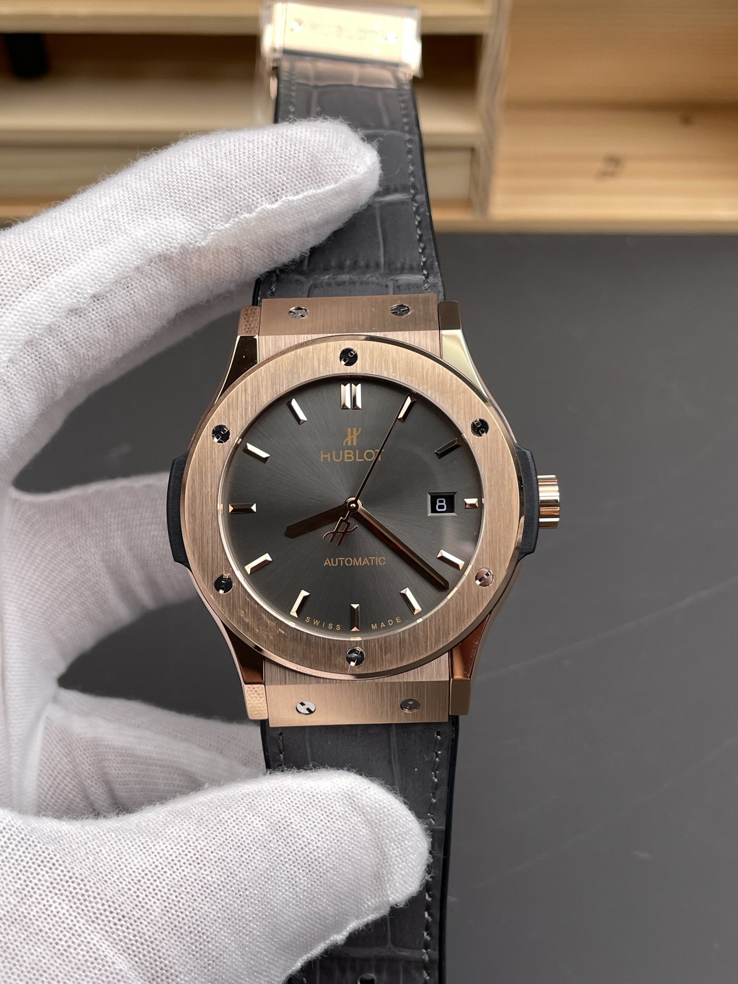 Hublot Super Clone Classic Fusion Titanium Rose Gold Grey Dial 42MM Watch - view 3