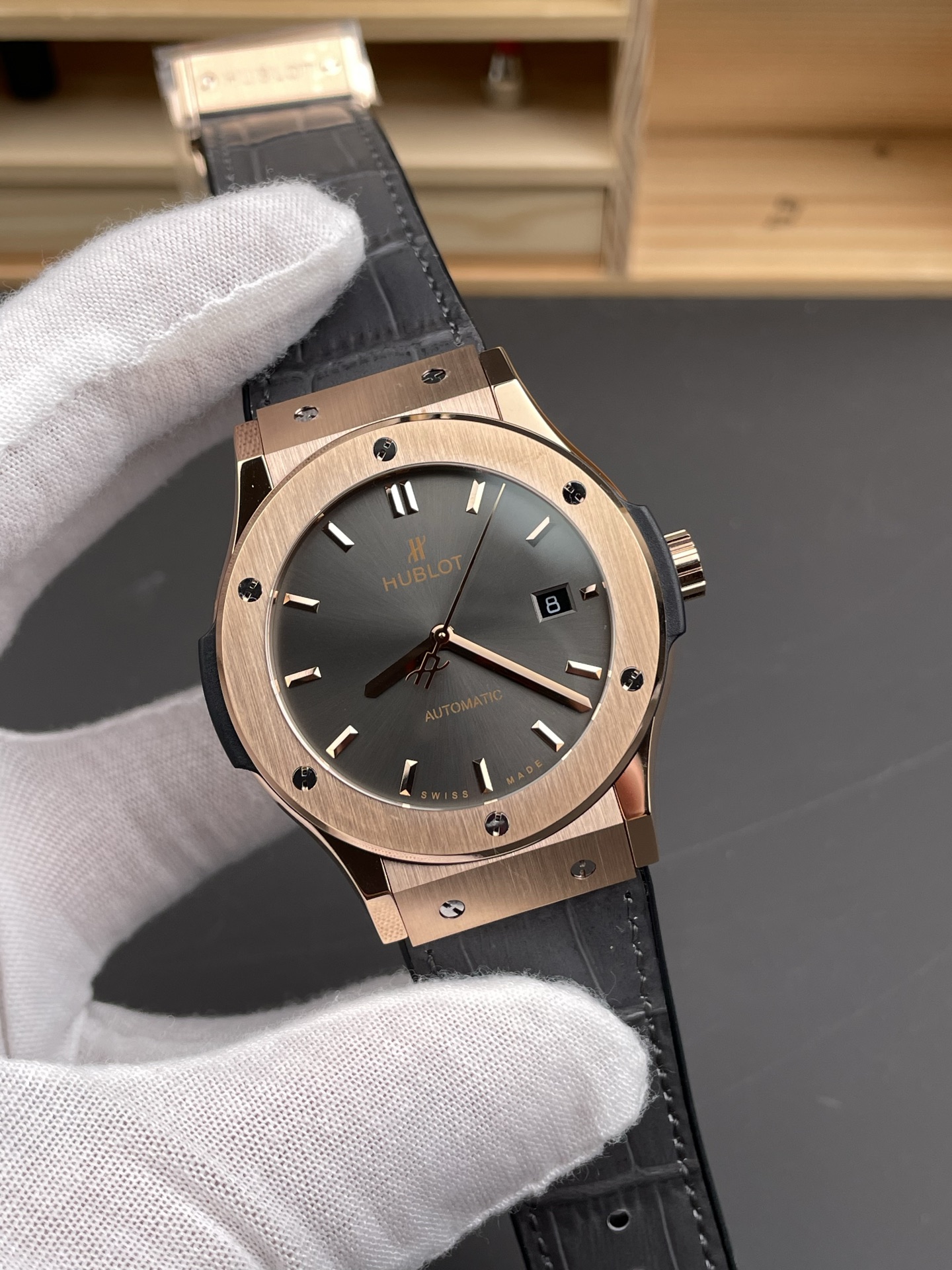 Hublot Super Clone Classic Fusion Titanium Rose Gold Grey Dial 42MM Watch - view 4