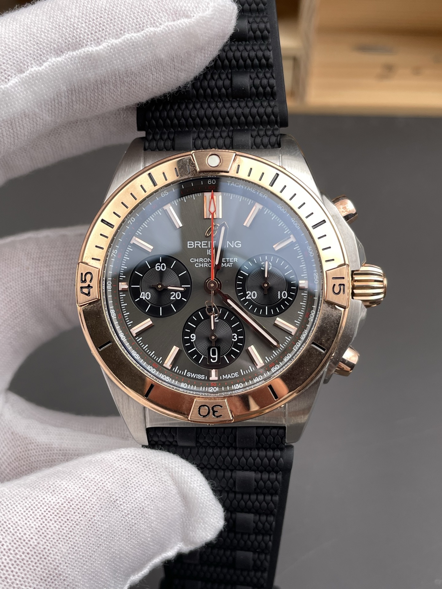 Breitling Chronomat B01 42 Edition Swiss 904L Steel Casing Brown Dial 1:1 Mirror Super Clone Watch - view 2