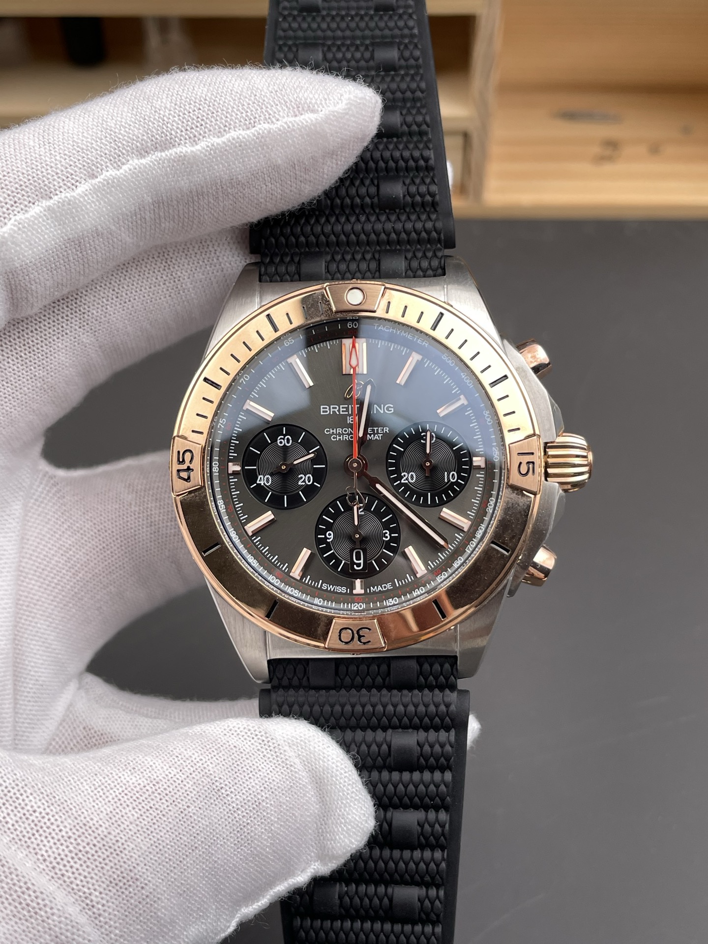 Breitling Chronomat B01 42 Edition Swiss 904L Steel Casing Brown Dial 1:1 Mirror Super Clone Watch - view 4