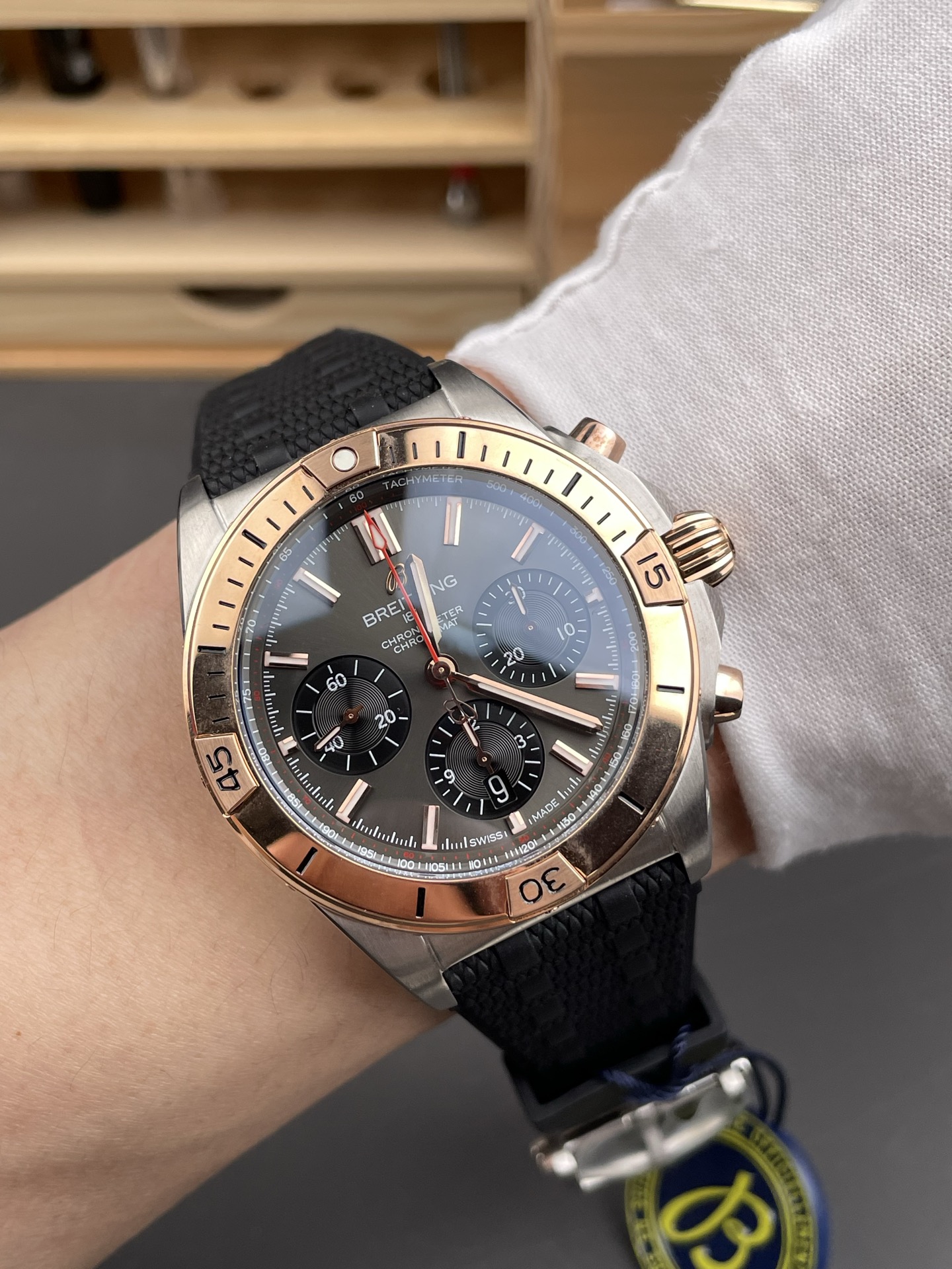 Breitling Chronomat B01 42 Edition Swiss 904L Steel Casing Brown Dial 1:1 Mirror Super Clone Watch - view 9