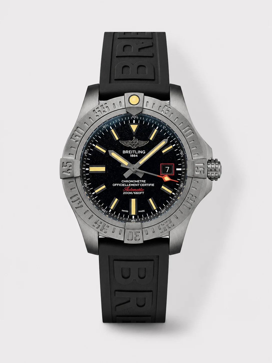 ZF Breitling Avenger 1:1 Super Clone Watch - Black Luminous Dial, Mechanical Movement, Rubber Strap - view 1