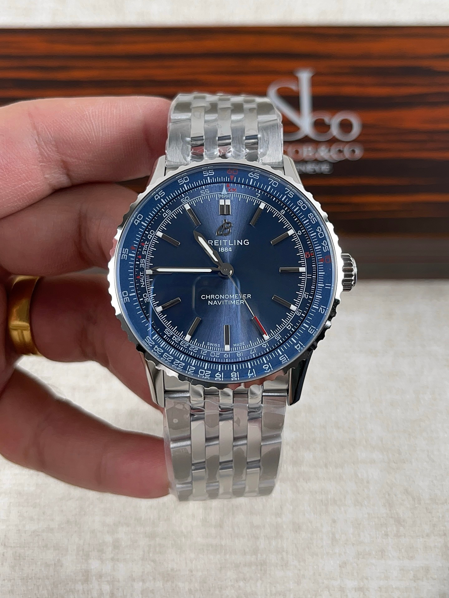 Breitling Navitimer Automatic 41mm - Blue Dial, 904L Stainless Steel Case - Top Super Clone - view 2