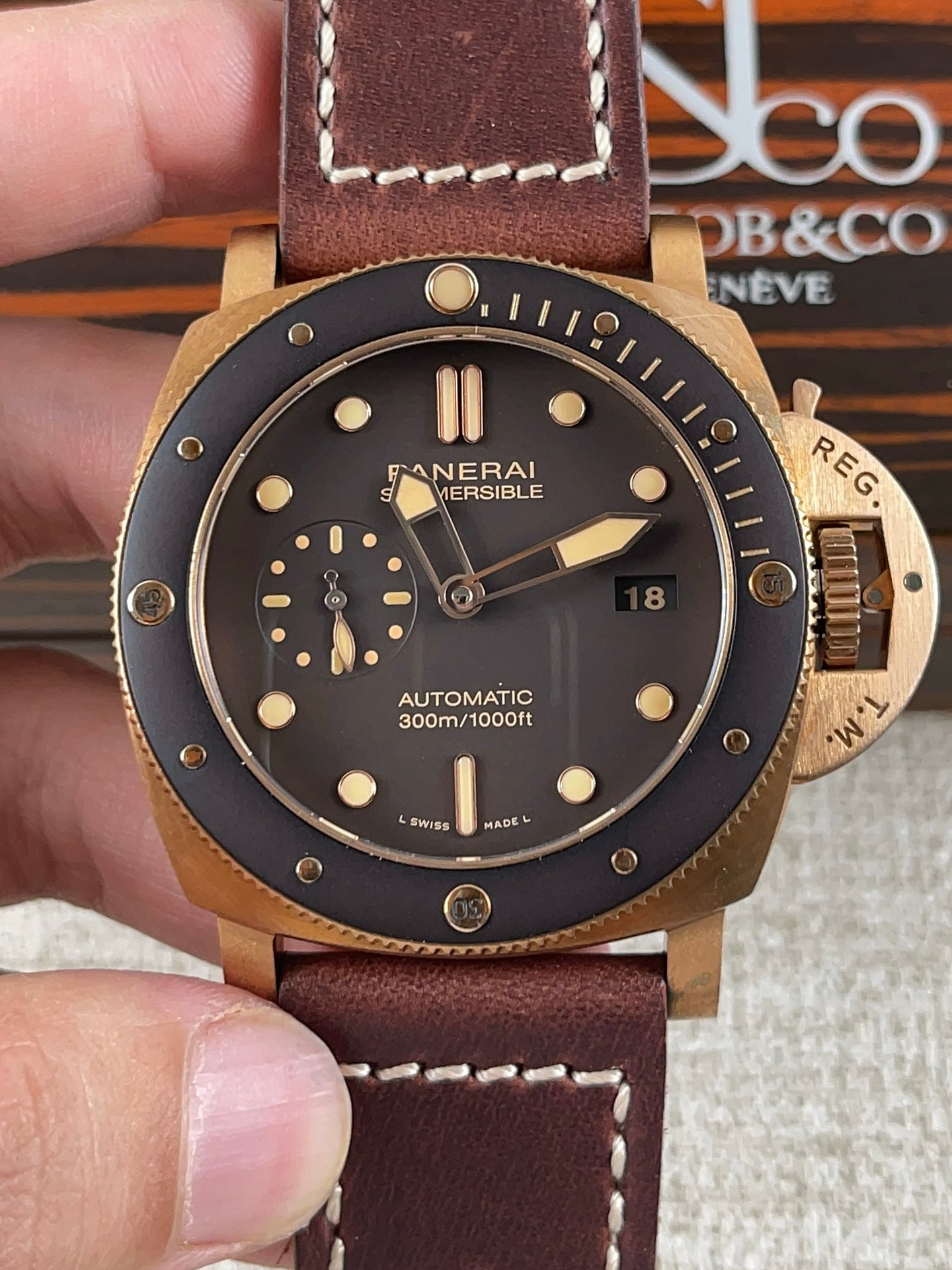 Panerai Super Clone Submersible PAM968 Bronzo Swiss P9010 Movement Watch - view 2
