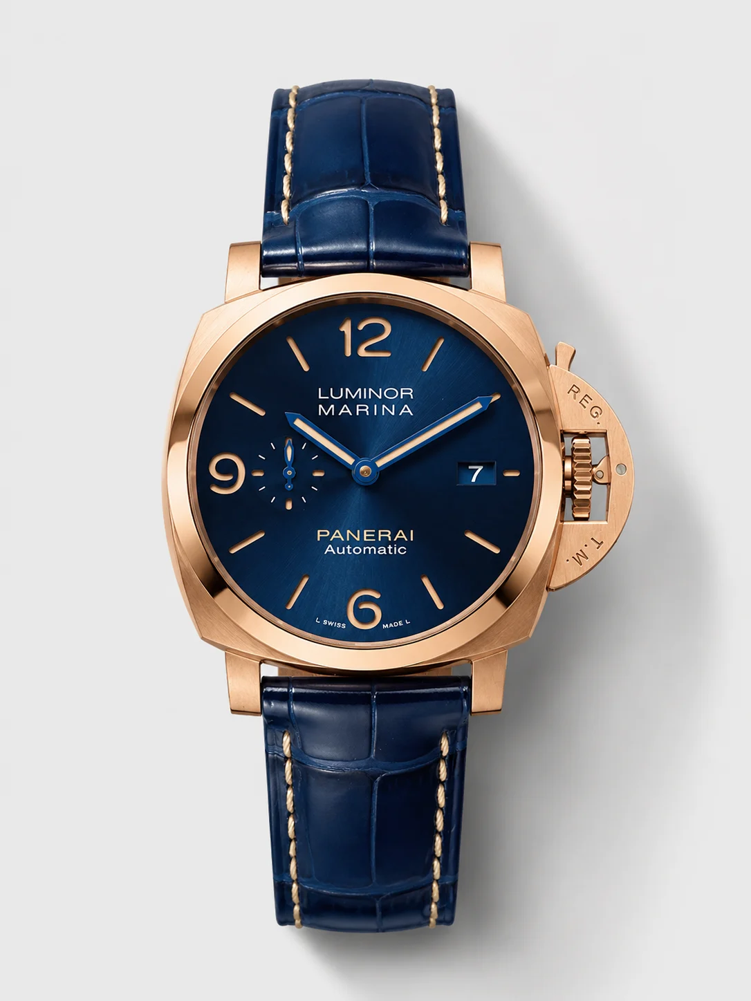 Panerai Luminor Marina PAM1114 Blue Dial Rose Gold Plated 44mm Super Clone Watch