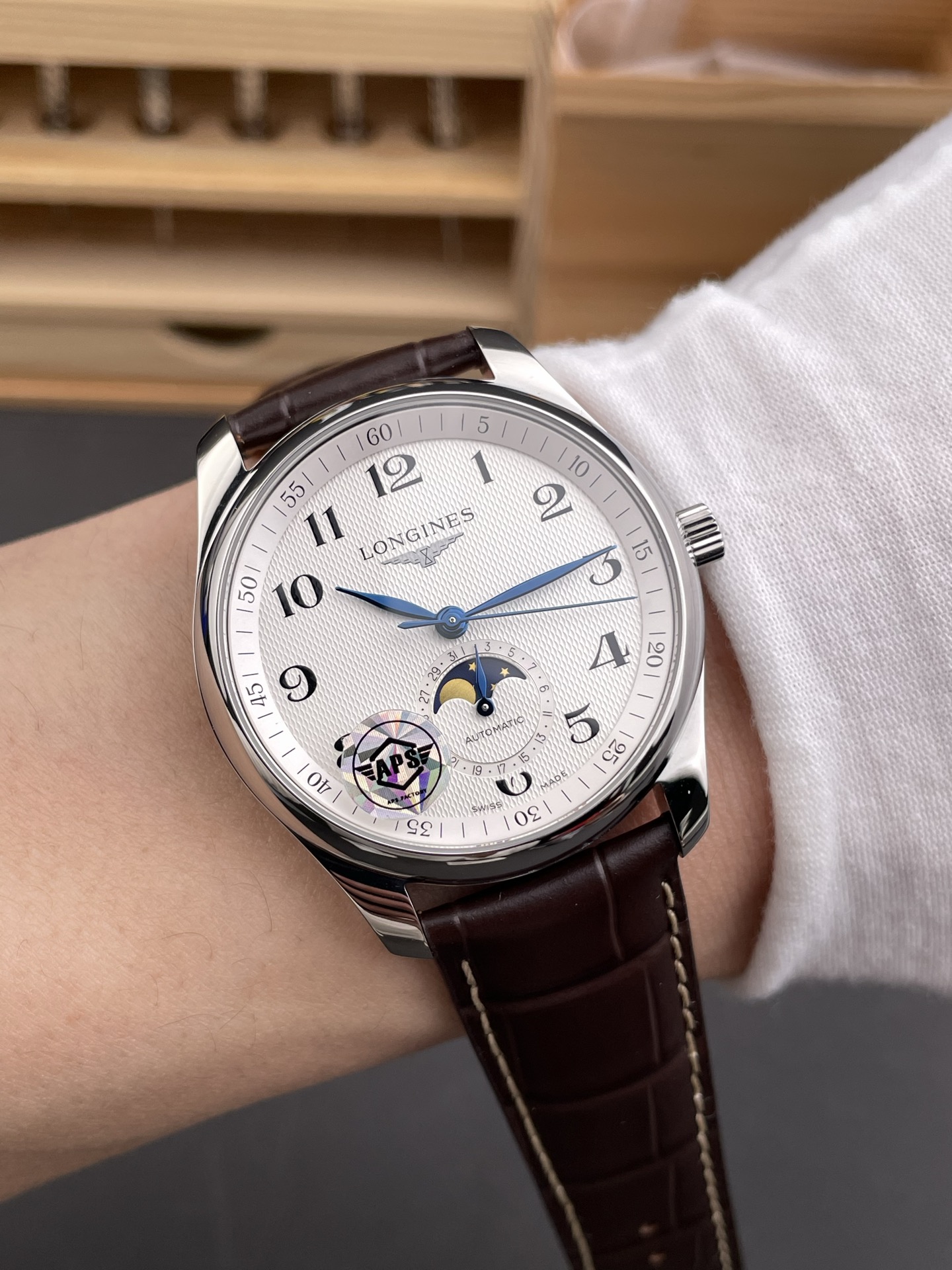 Longines Master Collection Automatic Moonphase White Dial Swiss Super Clone Watch Leather Strap - view 10
