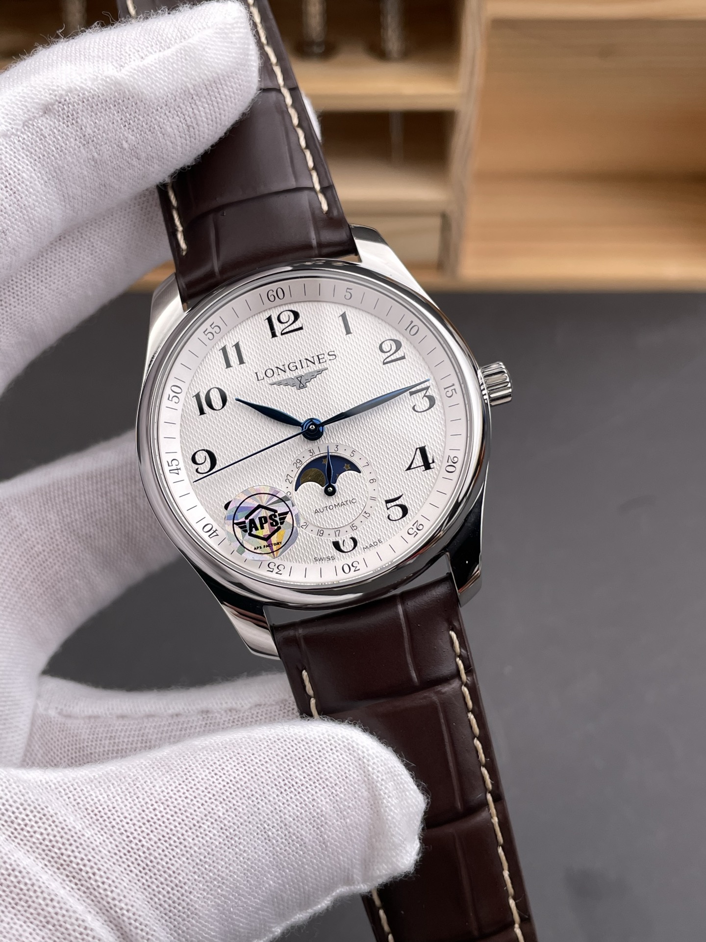 Longines Master Collection Automatic Moonphase White Dial Swiss Super Clone Watch Leather Strap - view 4