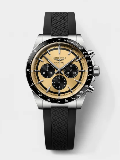 Longines Conquest Chronograph: Yellow dial, stainless steel case, automatic movement. - Super Clone Watch - view 1