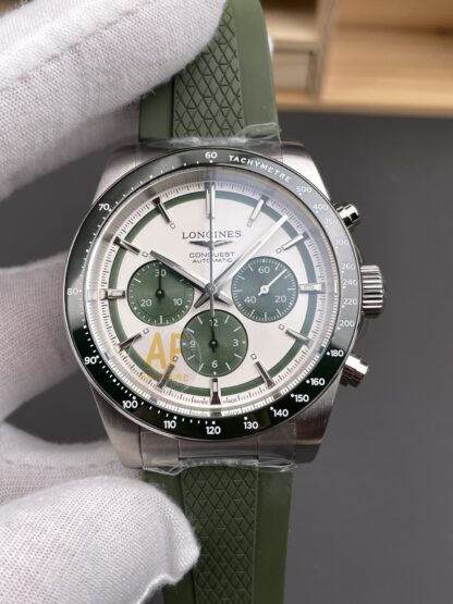 Longines Conquest Chronograph White Dial Automatic Watch in Steel Casing - Super Clone Watch - view 1
