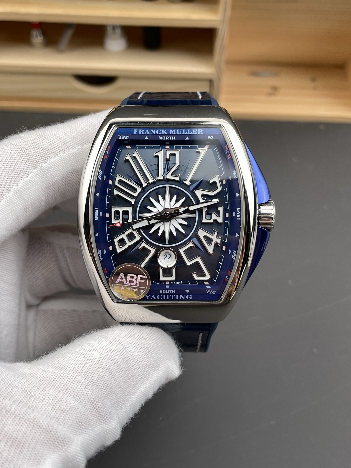 Franck Muller Vanguard Yachting V45 Stainless Steel Blue Dial Swiss Super Clone Watch - view 3