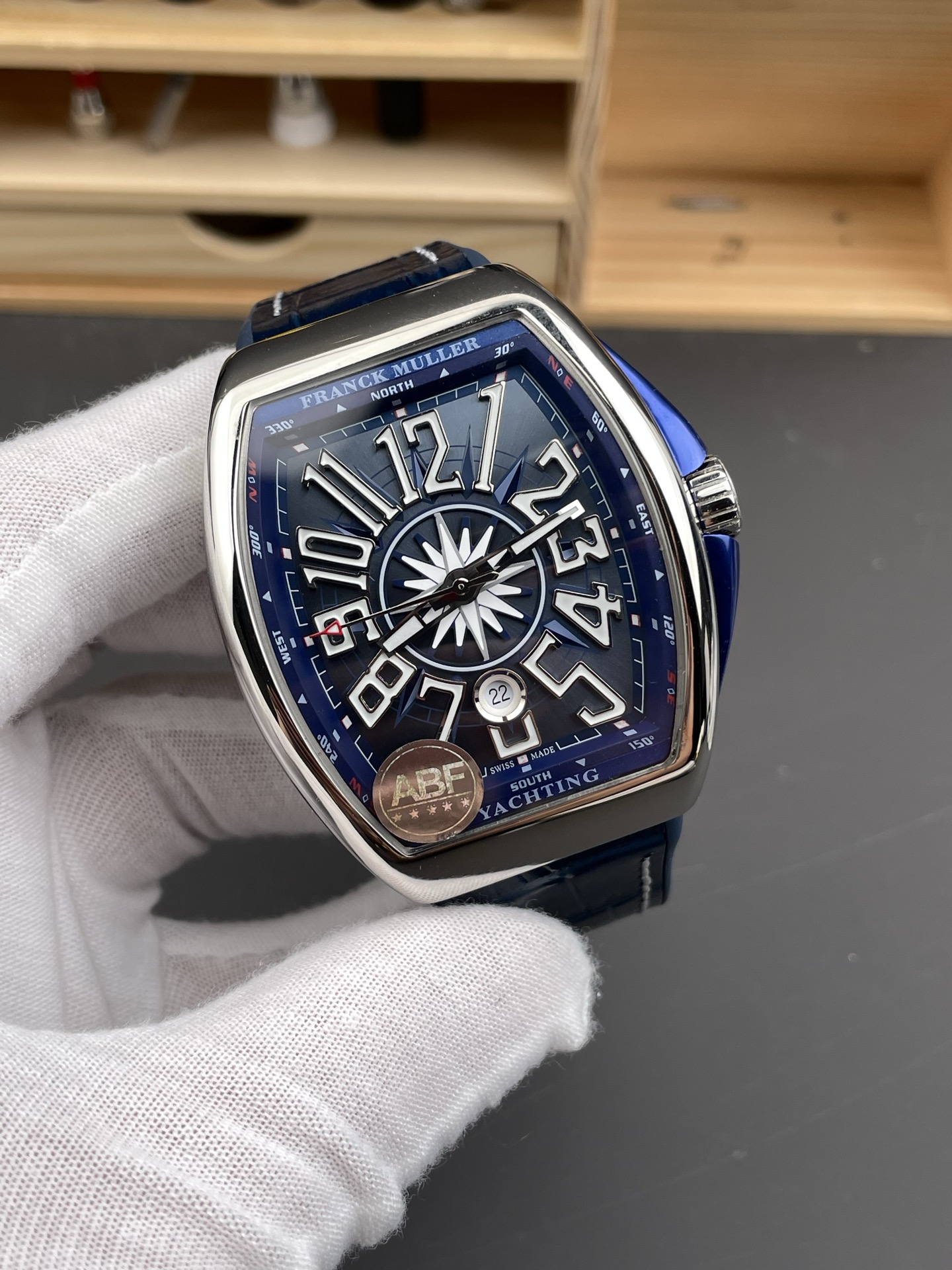 Franck Muller Vanguard Yachting V45 Stainless Steel Blue Dial Swiss Super Clone Watch - view 4